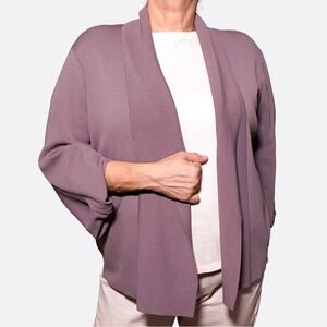Donna Karan Lavender Open Cardigan Plus Size 1X 2X Office Designer Quiet Luxury